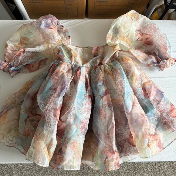 Selkie Mucha Puff Babydoll Dress Womens XS Mini Sheer Coquette Fairy Whimsical - Picture 6 of 16